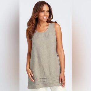 FLAX LINEN TUCK TUNIC/DRESS, SIZE M, NWT.